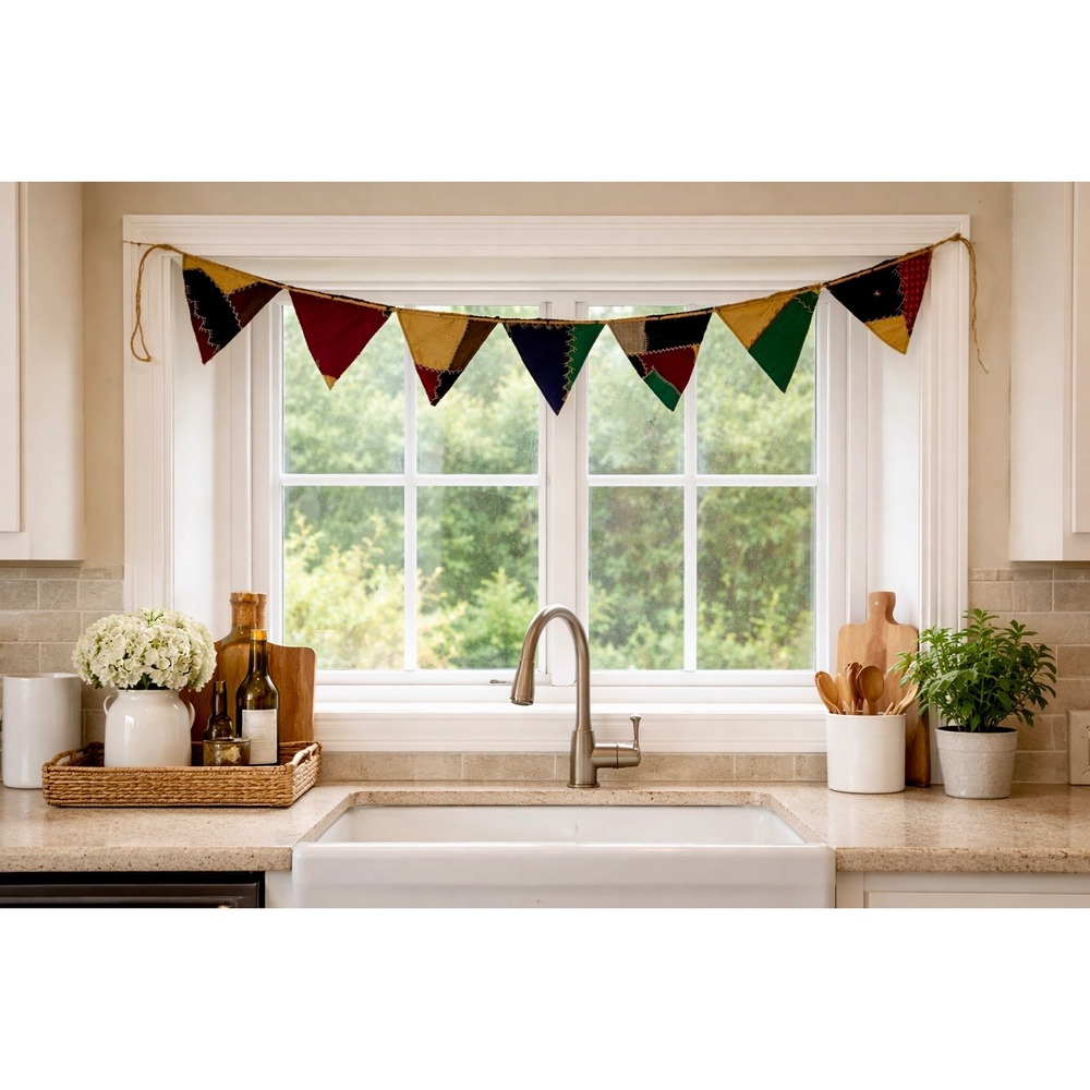 Handmade Patchwork Fabric Bunting Garland Rustic Boho Pennant‎ Banner 67 Inch